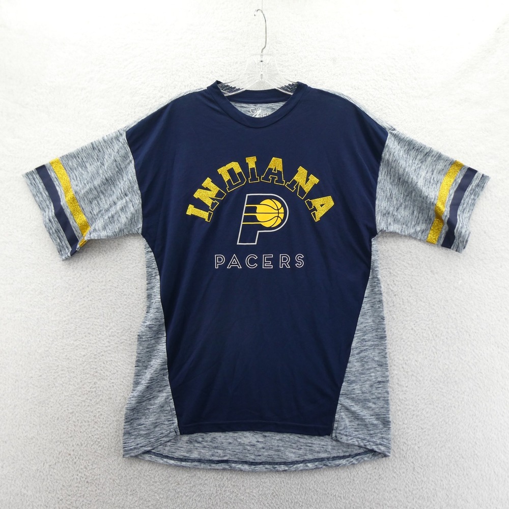 G-III Shirt Womens Medium Indiana Pacers Navy Grey Glitter Mid Y2k Vintage‎ NBA